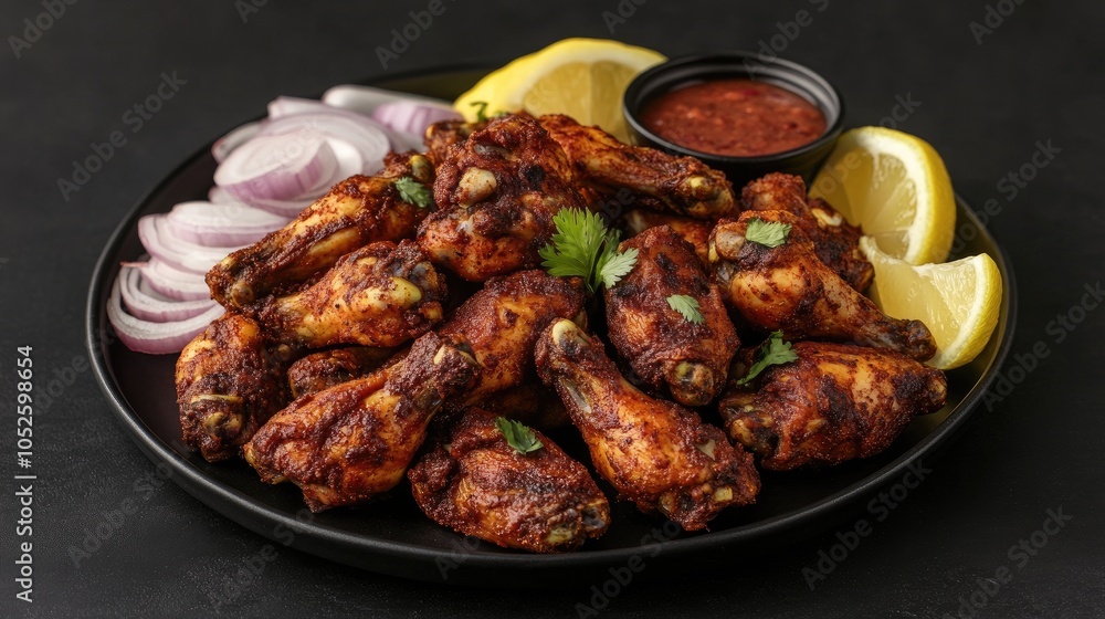 Spicy Chicken Wings with Onions and Lemon Slices Spicy Chicken Wings with Onions and Lemon Slices
