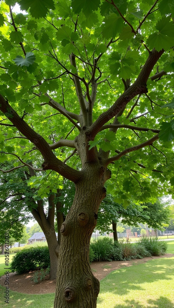 Obraz premium Majestic fig tree with twisted trunk and wide canopy