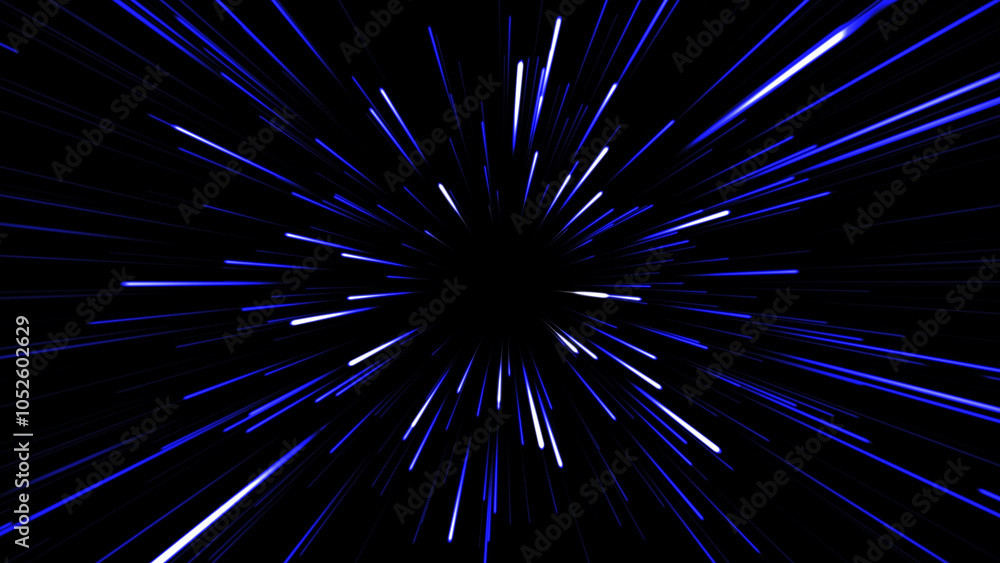 abstract warp speed blue color light motion on black background abstract warp speed blue color light motion on black background