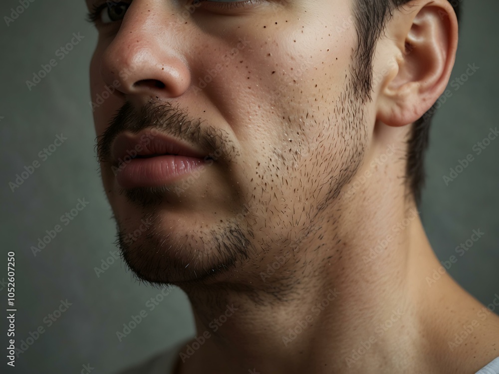 Fototapeta premium Side view of a patient with thyroid swelling.