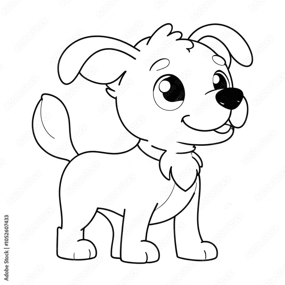 Fototapeta premium cartoon dog coloring book pages, black and white designs for kids and toddlers, a resource for preschool teachers 