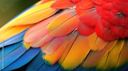 Wallpaper Mural Close up of vibrant feather from a Scarlet macaw Torontodigital.ca