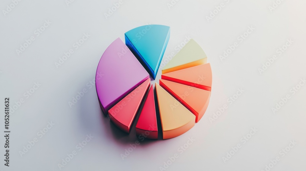 Fototapeta premium Vibrant Pie Chart on a Minimal Background