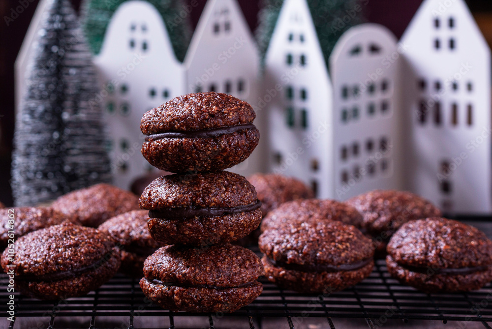 Baci de Alassio, Italian cookie made from nut dough and filled with chocolate ganache.