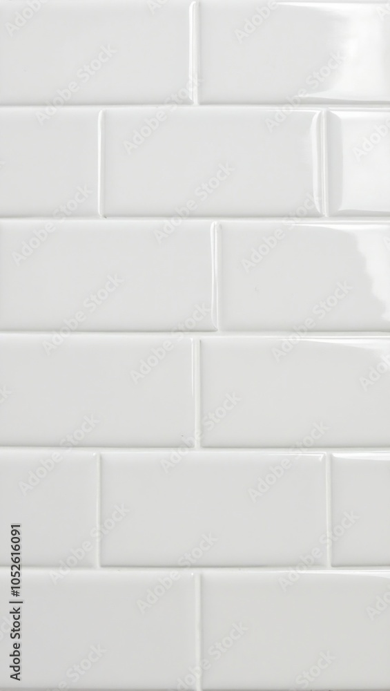 Modern white subway tiles with glossy finish and even grout lines reflecting light for a bright look Modern white subway tiles with glossy finish and even grout lines reflecting light for a bright look