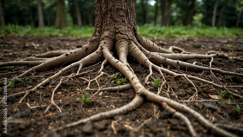 Tree roots emerging from the ground. Tree roots emerging from the ground.