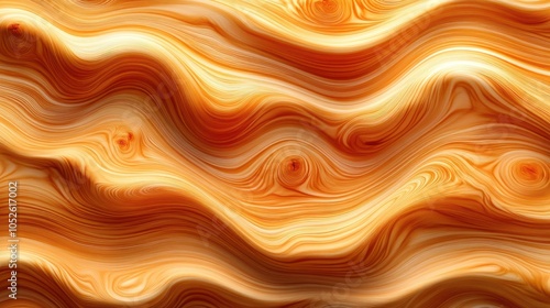 Abstract wavy pattern resembling wood grain in warm brown and orange tones.