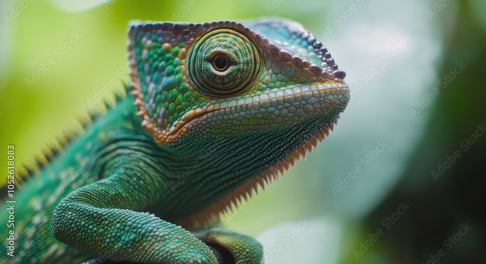 Obraz premium Colorful Chameleon Portrait in Tropical Madagascar Wilderness