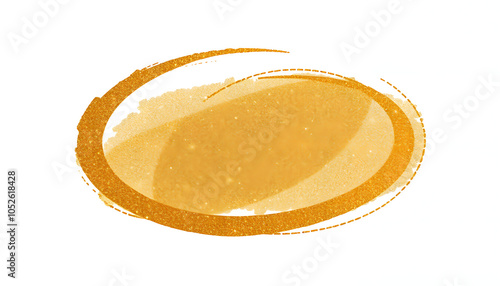 PNG Gold bronze glitter ink metallic watercolor oval circle wave line stain on transparent background isolated with white highlights, png