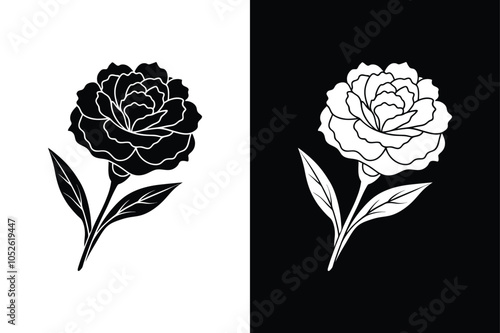 Carnation icon from nature outline collection ,icon isolated on white background.	