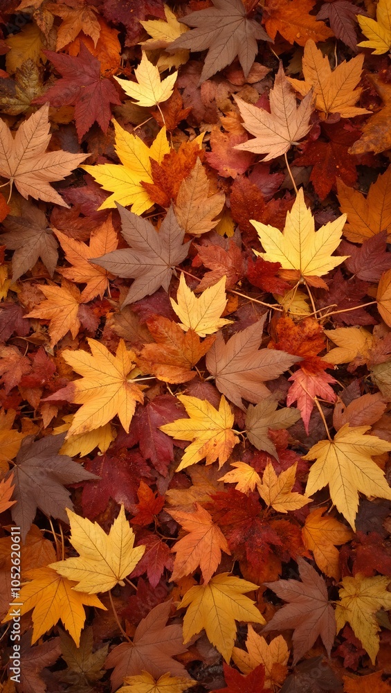 Vibrant autumn leaves blanket the ground in rich colors Vibrant autumn leaves blanket the ground in rich colors