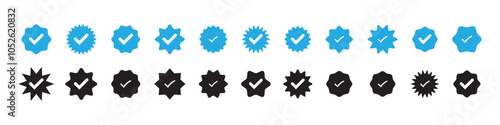 Social media and Profile Verified badge icon. Check and Approved, Accept, Instagram verified badge icon. vector illustration.