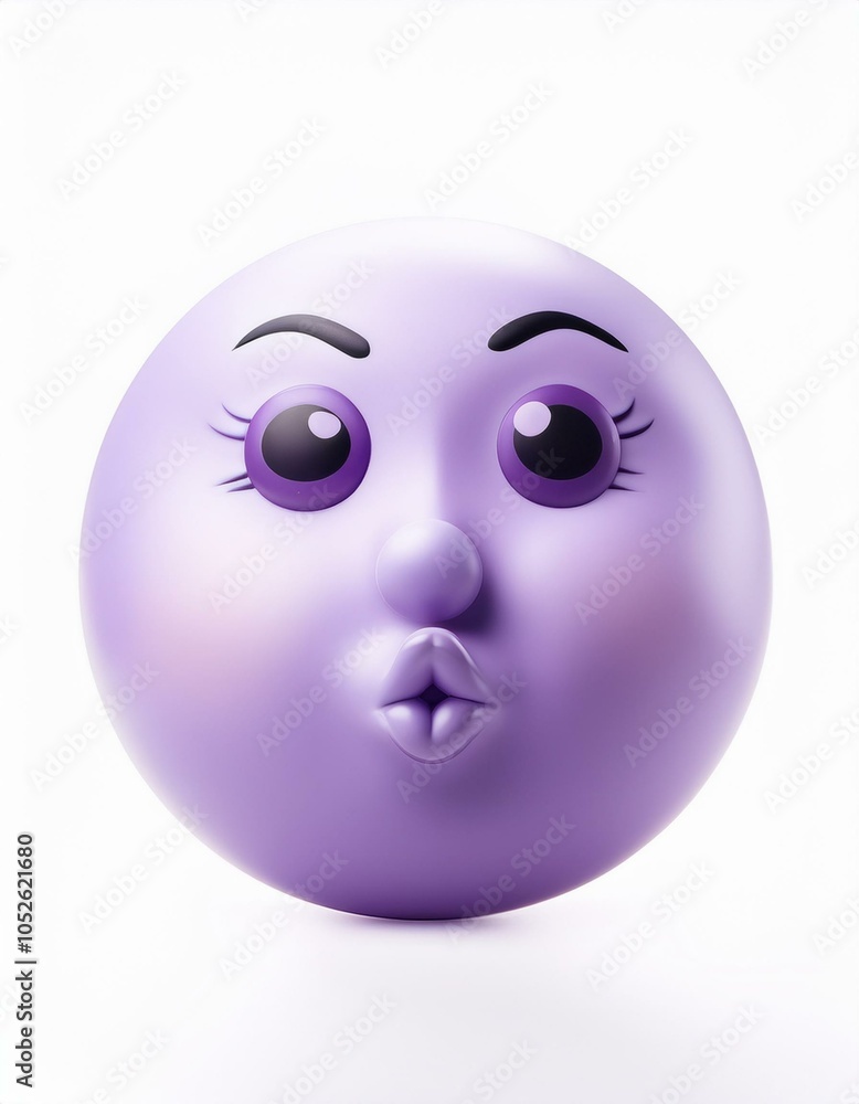 Fototapeta premium Cute purple face blowing a kiss