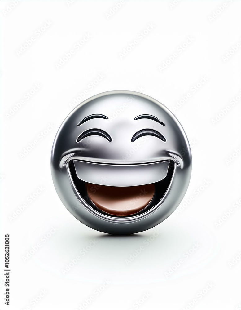 Smiling silver emoji Smiling silver emoji