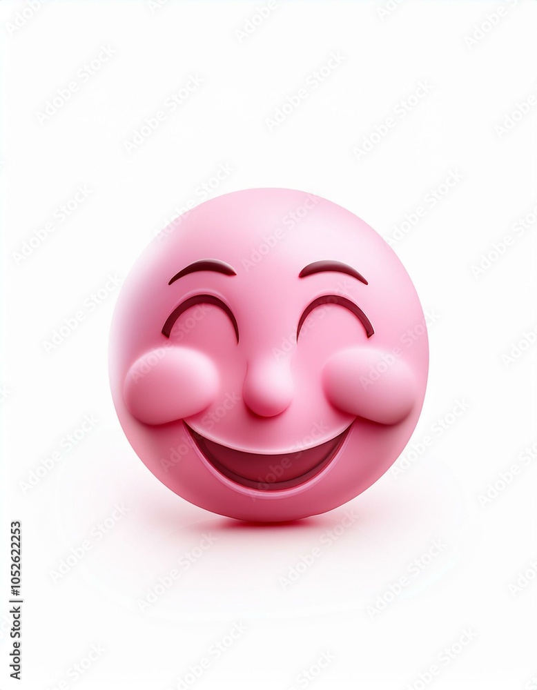 Pink emoji with happy face Pink emoji with happy face