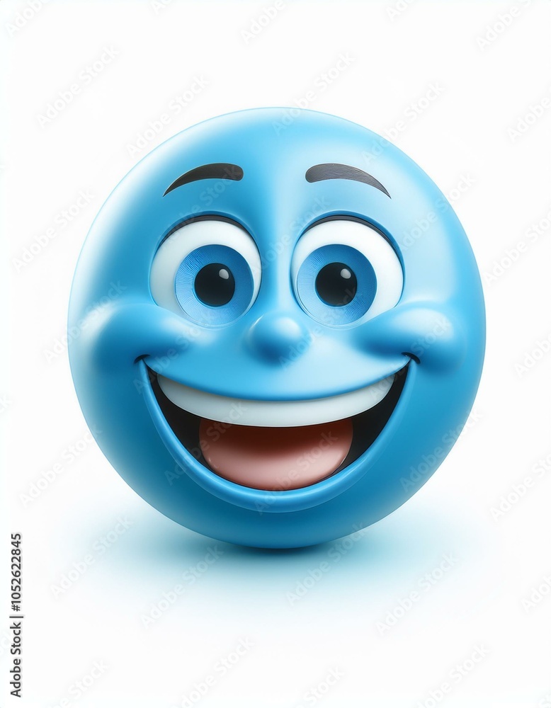 Fototapeta premium Smiling blue emoji