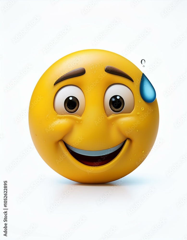 Fototapeta premium Smiling emoticon with sweat