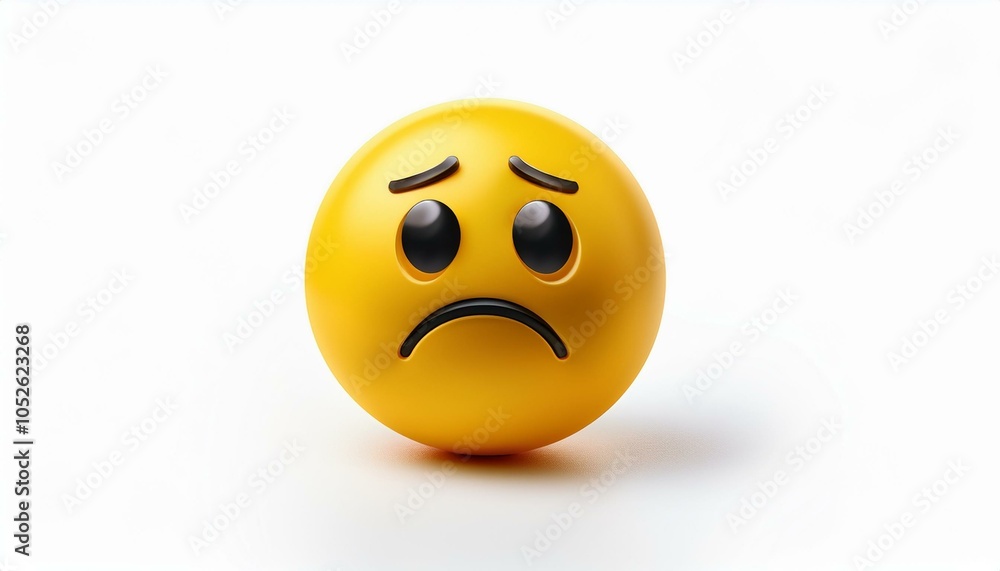 Sad yellow emoji on white Sad yellow emoji on white