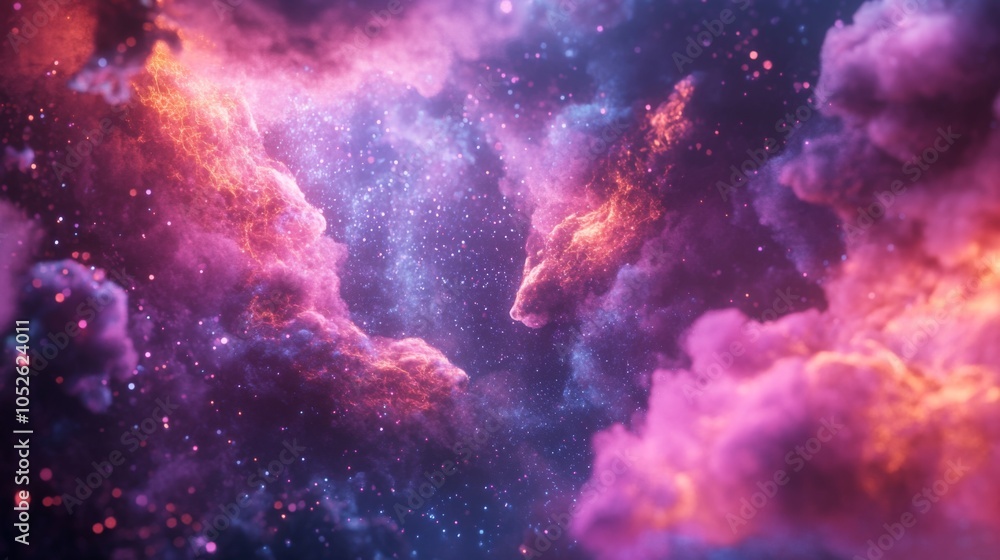 Fototapeta premium Ethereal Cosmic Cloud With Flare and Colorful Hues