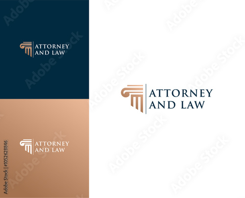 Elegant pillar attorney and law logo line design template vector illustration