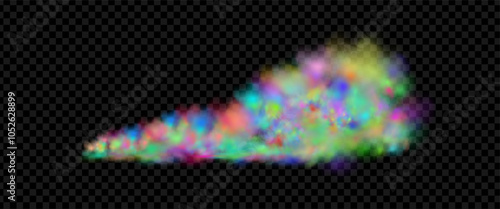 Background of an explosion of colorful smoke clouds.Multicolor fog with blue and yellow particles.Explosions of color powder.