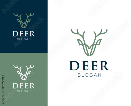 Abstract Deer logo. Deer head with abstract line style logo design illustration.