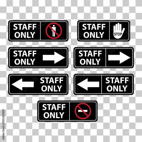 Set of Only staff icon, danger zone symbol, safety entry person sign vector illustration