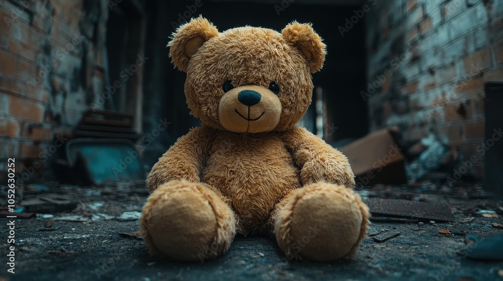 Lonely Teddy Bear in an Abandoned House with a Creepy Atmosphere
Lonely Teddy Bear in an Abandoned House with a Creepy Atmosphere