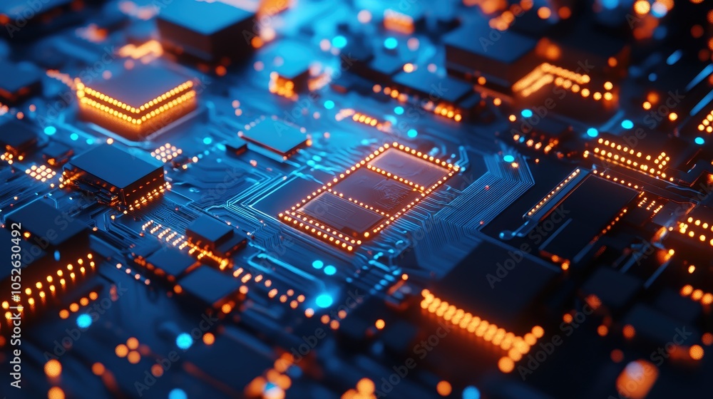 Circuit Board with Glowing Lights Abstract Futuristic Technology Background Circuit Board with Glowing Lights Abstract Futuristic Technology Background
