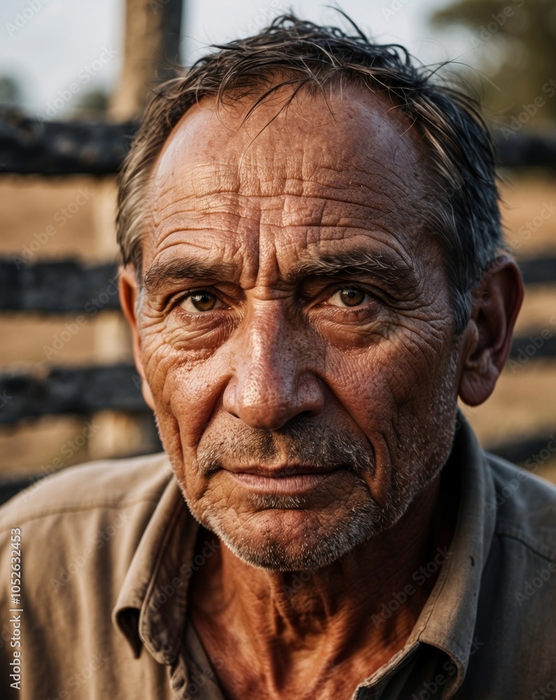 Weathered and Hardened Face of an Experienced Farmer in Natural Lighting. Weathered and Hardened Face of an Experienced Farmer in Natural Lighting.