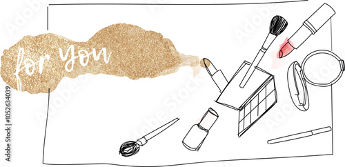 Obraz na płótnie a drawing showing a set of cosmetics - vector illustration w salonie