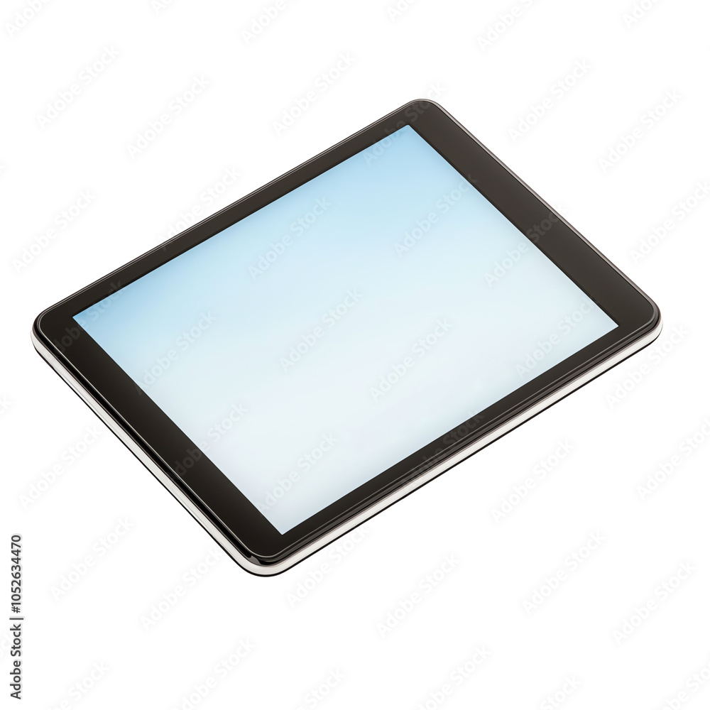Modern tablet with a blank screen, ideal for showcasing apps or design concepts in a clean digital environment. Modern tablet with a blank screen, ideal for showcasing apps or design concepts in a clean digital environment.