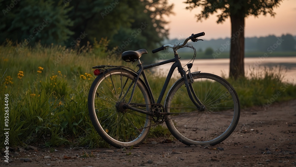 Abandoned bicycle on a tranquil summer evening Abandoned bicycle on a tranquil summer evening