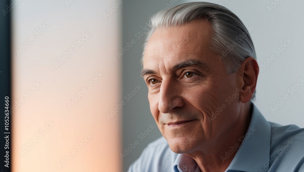 Obraz premium Focused Senior Man Looking at a Computer Screen.