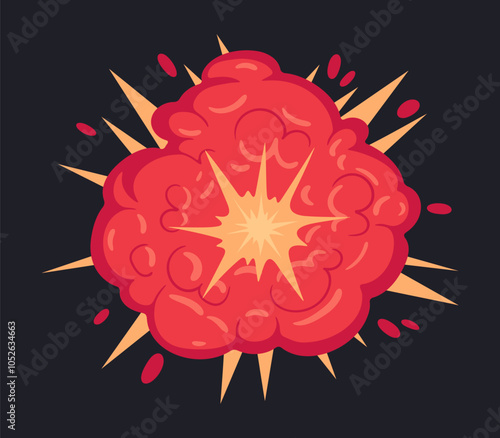Bomb explosion cloud. Comic smoke dust cloud, puff steam cloud silhouette, steaming dust flat vector illustration. Cartoon smoke explosion cloud