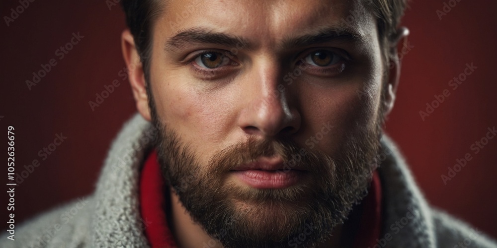 There is an intentional blur effect obscuring the facial features of an individual with a red background. There is an intentional blur effect obscuring the facial features of an individual with a red background.