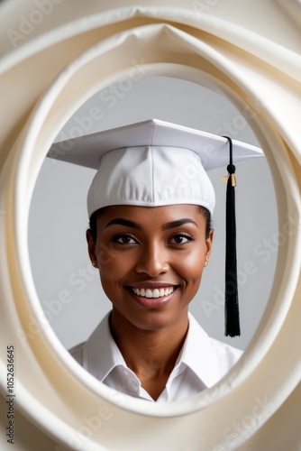 Graduation Cap Placed on Student s Head Symbolizing Promise of Future Success. photo