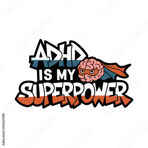 ADHD Awareness Embrace the Difference Typography with Brain Element T-Shirt Design
