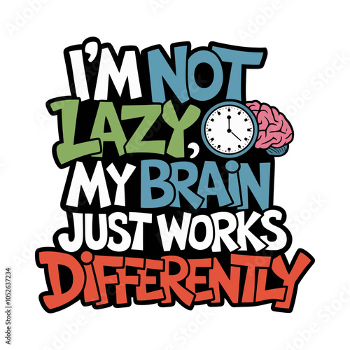 ADHD Awareness Embrace the Difference Typography with Brain Element T-Shirt Design
