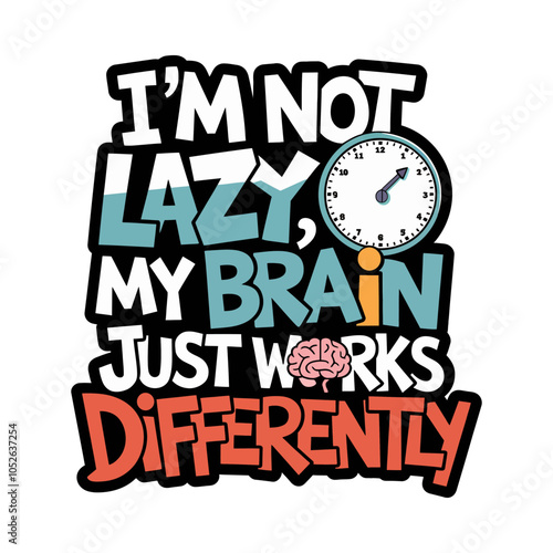 ADHD Awareness Embrace the Difference Typography with Brain Element T-Shirt Design
