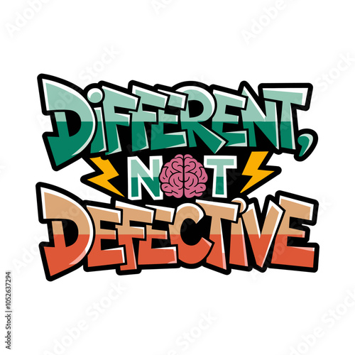 ADHD Awareness Embrace the Difference Typography with Brain Element T-Shirt Design

