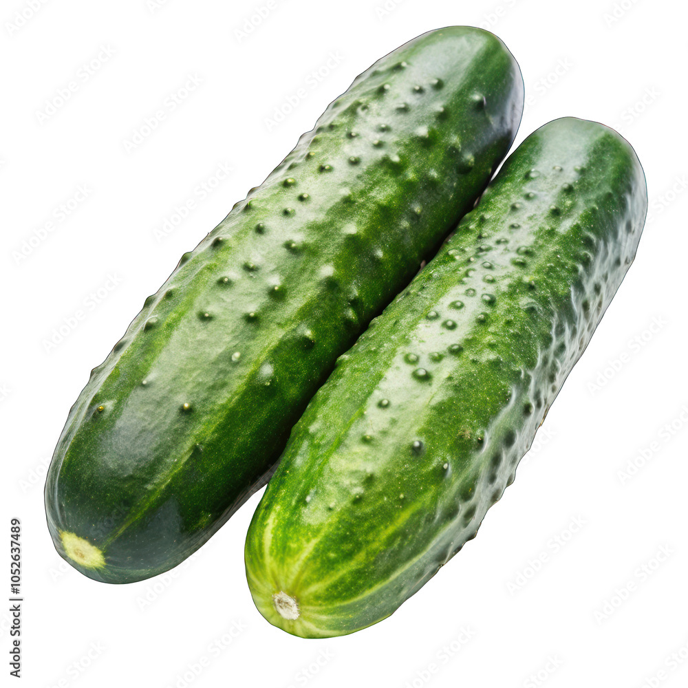 Two european cucumber isolated on transparent background Two european cucumber isolated on transparent background