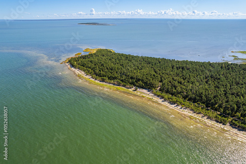 Aerial view of Saare Nina peninsula on Hiiumaa island in Estonia, Summer 2024 and its surroundings photo