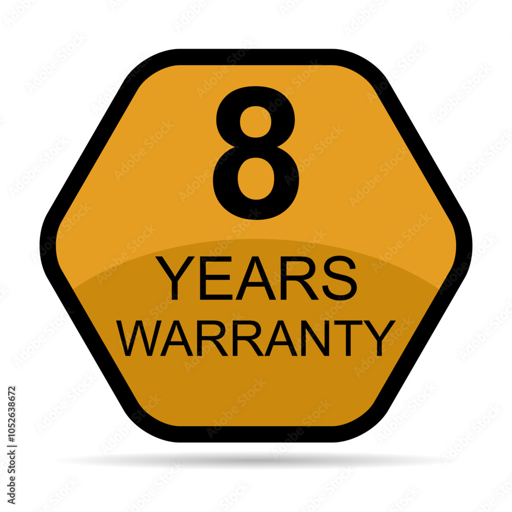 Eight years warranty shadow icon, badge seal guarantee certificate customer sign, stamp vector illustration Eight years warranty shadow icon, badge seal guarantee certificate customer sign, stamp vector illustration