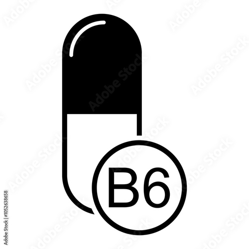Vitamin B6 icon, healthy medicine pill supplement symbol, complex mineral vector illustration