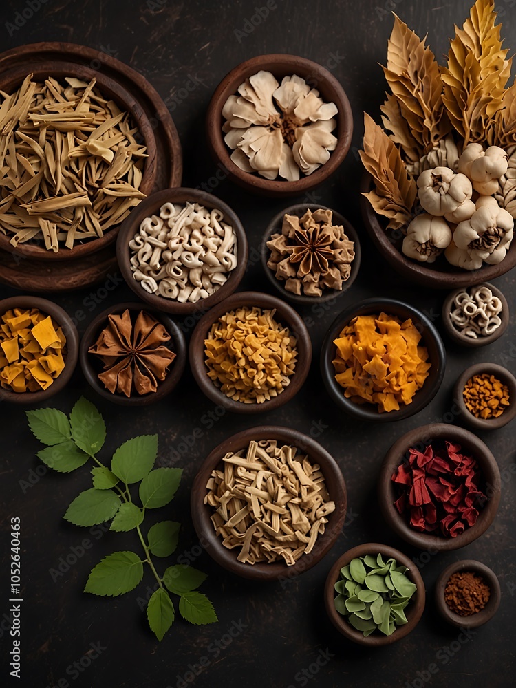 Fototapeta premium Aromatic Ingredients with Traditional Chinese Medicine Elements