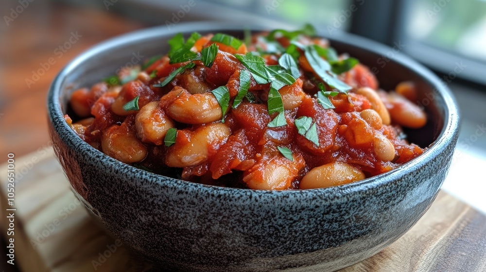 Hearty giant beans paired with a homemade tomato sauce Hearty giant beans paired with a homemade tomato sauce