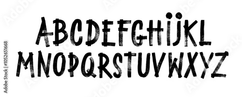 Funky grunge alphabet letters drawn with a bold brush. Punk or grunge style typography.