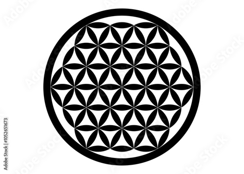 flower of life black color vector for background wallpaper template decoration symbol 