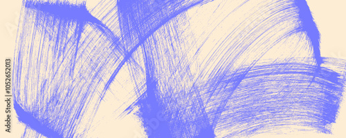 Curved grainy purple brush stroke with spray texture. Swirl or squiggle shaped bold brush stroke